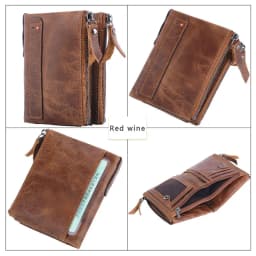 Men Wallets 100% Real Genuine Original Cowskin Leather Short Card Holder Leather Men Purse High Quality Luxury Brand Male Wallet
