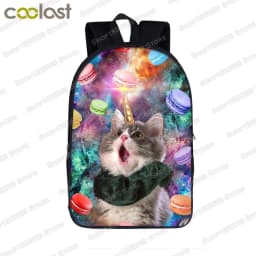 Funny Space Cat Unicorn Backpack Laser Cat Kitty Daypack Children School Bags for Teenagers Girls School Backpacks Kids Book Bag