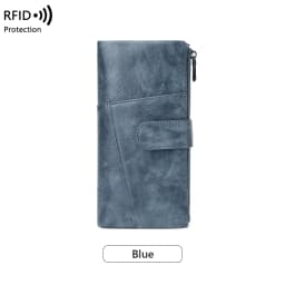 RFID Anti-Theft Women's Wallet, Retro Double Zipper Large Capacity Credit Card Holder, Fashion Simple Tri-fold Long Clutch Bag