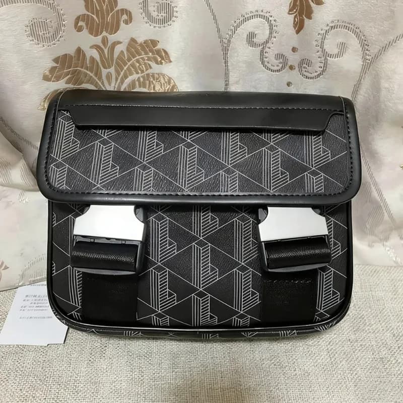 New Retro Printed Messenger Men's Shoulder Bag, Boy Fashionable Mobile Phone Storage Handbag,Pu Casual Trend Crossbody Bag