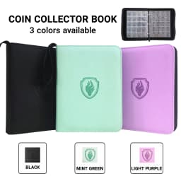220 Slots Coin Collector Book Zipper PU Coin Storage Album Portable Coin Protector for Collection Display