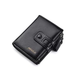 Men Wallets Short PU Leather Double Zipper Hasp Men Purses Card Holder Coin Pocket Vintage High Quality Brand Men Wallets