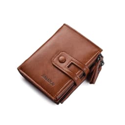 Men Wallets Short PU Leather Double Zipper Hasp Men Purses Card Holder Coin Pocket Vintage High Quality Brand Men Wallets
