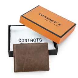 CONTACT'S Genuine Leather Men Wallet Samll Bifold Design Casual Thin Slim Wallets Card Holder Vintage Male Purse Money Clip