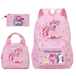 3Pcs/Set My Little Pony Kid Backpack With Lunch Girl School Bag Children Schoolbag For Teenage Girls Women Rainbow Backpack