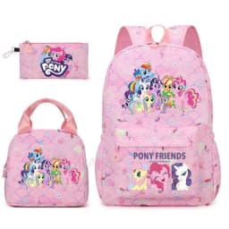3Pcs/Set My Little Pony Kid Backpack With Lunch Girl School Bag Children Schoolbag For Teenage Girls Women Rainbow Backpack