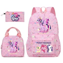 3Pcs/Set My Little Pony Kid Backpack With Lunch Girl School Bag Children Schoolbag For Teenage Girls Women Rainbow Backpack