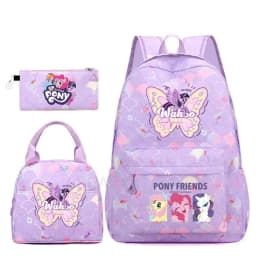 3Pcs/Set My Little Pony Kid Backpack With Lunch Girl School Bag Children Schoolbag For Teenage Girls Women Rainbow Backpack