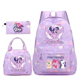 3Pcs/Set My Little Pony Kid Backpack With Lunch Girl School Bag Children Schoolbag For Teenage Girls Women Rainbow Backpack