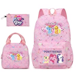 3Pcs/Set My Little Pony Kid Backpack With Lunch Girl School Bag Children Schoolbag For Teenage Girls Women Rainbow Backpack