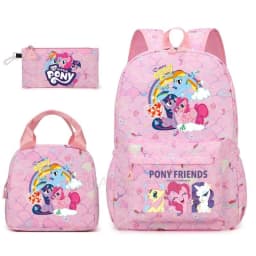 3Pcs/Set My Little Pony Kid Backpack With Lunch Girl School Bag Children Schoolbag For Teenage Girls Women Rainbow Backpack
