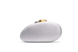 Designer Shell Shape Clutch Bag with Metallic Closure Chain Dinner Purse Women Evening Party Leather Shoulder Crossbody Handbags