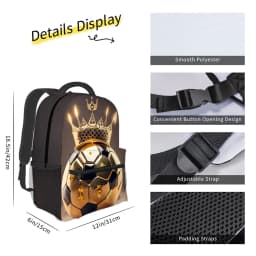 Large Capacity Football Full Width Printing Backpacks for Boy and Girls Best Gifts 2D Flat Cartoon School Bag for Children