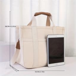 Large Capacity Multi-Pocket Shoulder Bag with Compartments, Multifunctional Tote Bag Design, Sturdy Handle, Beige