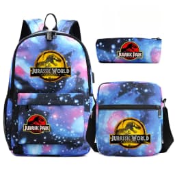 Dinosaur Jurassic Park World Backpack 3Pcs Mochila Boy Girl School Book Bags Travel Rucksack Shoulder Bag Pencil case