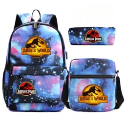 Dinosaur Jurassic Park World Backpack 3Pcs Mochila Boy Girl School Book Bags Travel Rucksack Shoulder Bag Pencil case