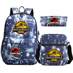 Dinosaur Jurassic Park World Backpack 3Pcs Mochila Boy Girl School Book Bags Travel Rucksack Shoulder Bag Pencil case