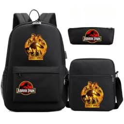Dinosaur Jurassic Park World Backpack 3Pcs Mochila Boy Girl School Book Bags Travel Rucksack Shoulder Bag Pencil case