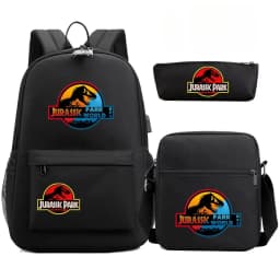 Dinosaur Jurassic Park World Backpack 3Pcs Mochila Boy Girl School Book Bags Travel Rucksack Shoulder Bag Pencil case