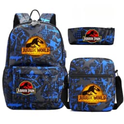 Dinosaur Jurassic Park World Backpack 3Pcs Mochila Boy Girl School Book Bags Travel Rucksack Shoulder Bag Pencil case