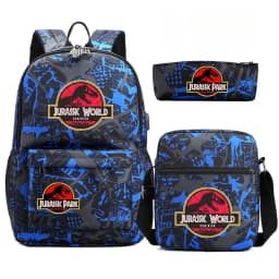 Dinosaur Jurassic Park World Backpack 3Pcs Mochila Boy Girl School Book Bags Travel Rucksack Shoulder Bag Pencil case