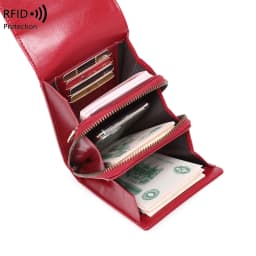Retro Oil Wax Leather Mobile Phone Bag, RFID, Anti-theft, Brush, Vertical Shoulder Bag, Fashion Crossbody Wallet