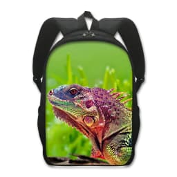 16 Inches Pet Frog Chameleon Snak Spider Animal Print Backpack Women School Bags for Travel Children Kids Book Bag Gift