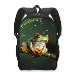 16 Inches Pet Frog Chameleon Snak Spider Animal Print Backpack Women School Bags for Travel Children Kids Book Bag Gift