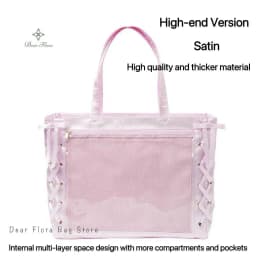Japanese Sweet Women Ribbon Ita Bag Fashion Large Capacity Tote Bag Aesthetic Shoulder Bag Cute Lolita Girl Transparent Handbags