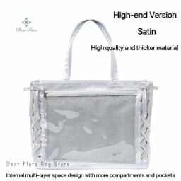 Japanese Sweet Women Ribbon Ita Bag Fashion Large Capacity Tote Bag Aesthetic Shoulder Bag Cute Lolita Girl Transparent Handbags