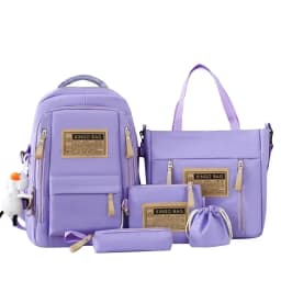 5-piece Set of Free Pendants Forest Style Korean Version Casual Harajuku Student Backpack for High School Girls Large Capacity