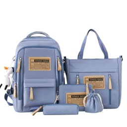 5-piece Set of Free Pendants Forest Style Korean Version Casual Harajuku Student Backpack for High School Girls Large Capacity