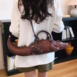 Realistic Alligator Novelty Handbag Glossy Croc Print PU Multi Carry Design Unique Animal Crossbody Bag Street Party & Cosplay