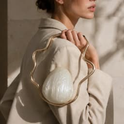 Egg Shape Wave Metal Ring Handle Evening Clutch Bag Fashion Banquet Party Handbag Elegant Wedding Purse Designer Chic Wristlet
