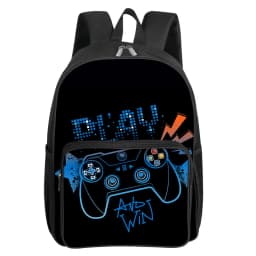 GamePad Pattern Square Front Pocket Backpack for Boy and Girls Best Gifts 2D Flat Cartoon SchoolBags for Children