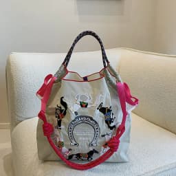 Women's embroidered nylon tote bag Large capacity messenger bag Women's casual commuter shopping bag