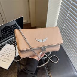 New French Classic Fashion Versatile Chain Inlaid Diamond Crossshoulder Single Shoulder Crossshoulder Wings Female PU Bag