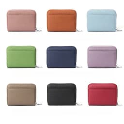 Women's RFID Blocking Card Holder Genuine Leather Japanese Style Multi-Slot Card Wallet Divided Compartment Zipper Coin Purse