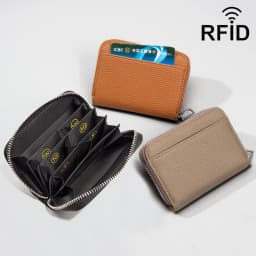 Women's RFID Blocking Card Holder Genuine Leather Japanese Style Multi-Slot Card Wallet Divided Compartment Zipper Coin Purse
