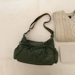 Korean-Style Retro Grid Single Shoulder Bag, Large Capacity, Versatile for School, Work, and Commuting, Unisex Design