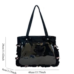 Japan Style Anime Messenger Bag Large Capacity Preppy Style Shoulder Bag with Bow Ribbon Women Handbag