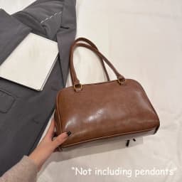 Women's Retro Solid Color Pu Leather Shoulder Bag with Multiple Pockets, Large Capacity, Exquisite and Fashionable Handbag