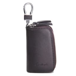 CONTACT'S Genuine Leather Car Key Wallets Fashion Key Holder Housekeeper Keys Organizer Double Zipper Keychain Case Key Pouch