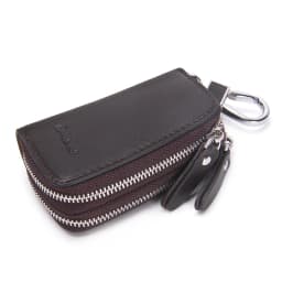 CONTACT'S Genuine Leather Car Key Wallets Fashion Key Holder Housekeeper Keys Organizer Double Zipper Keychain Case Key Pouch
