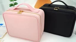 Portable LED Makeup Bag with Mirror Large Size Travel Cosmetic Case Multifunctional Beauty Organizer for Ladies