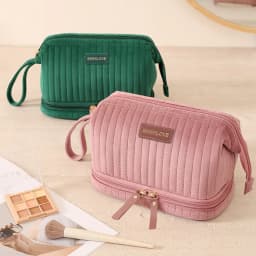 Portable Makeup Organizer Bag Large Capacity Cosmetic Pouch Multi-Compartment for Brushes Cosmetics Travel Storage
