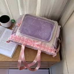 Y2K Cute Japanese Ins Ita Bag Lolita Girl Transparent Tote Crossbody Bag Large Capacity Casual Shoulder Bag DIY Display Handbags