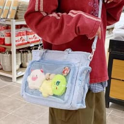 Y2K Cute Japanese Ins Ita Bag Lolita Girl Transparent Tote Crossbody Bag Large Capacity Casual Shoulder Bag DIY Display Handbags