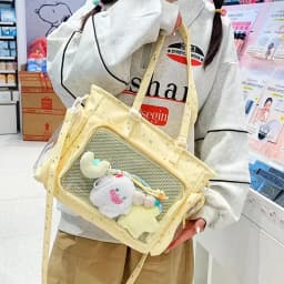 Y2K Cute Japanese Ins Ita Bag Lolita Girl Transparent Tote Crossbody Bag Large Capacity Casual Shoulder Bag DIY Display Handbags