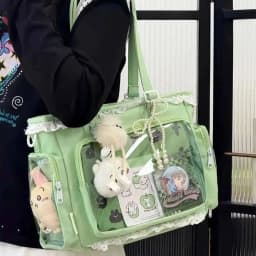 Y2K Cute Japanese Ins Ita Bag Lolita Girl Transparent Tote Crossbody Bag Large Capacity Casual Shoulder Bag DIY Display Handbags